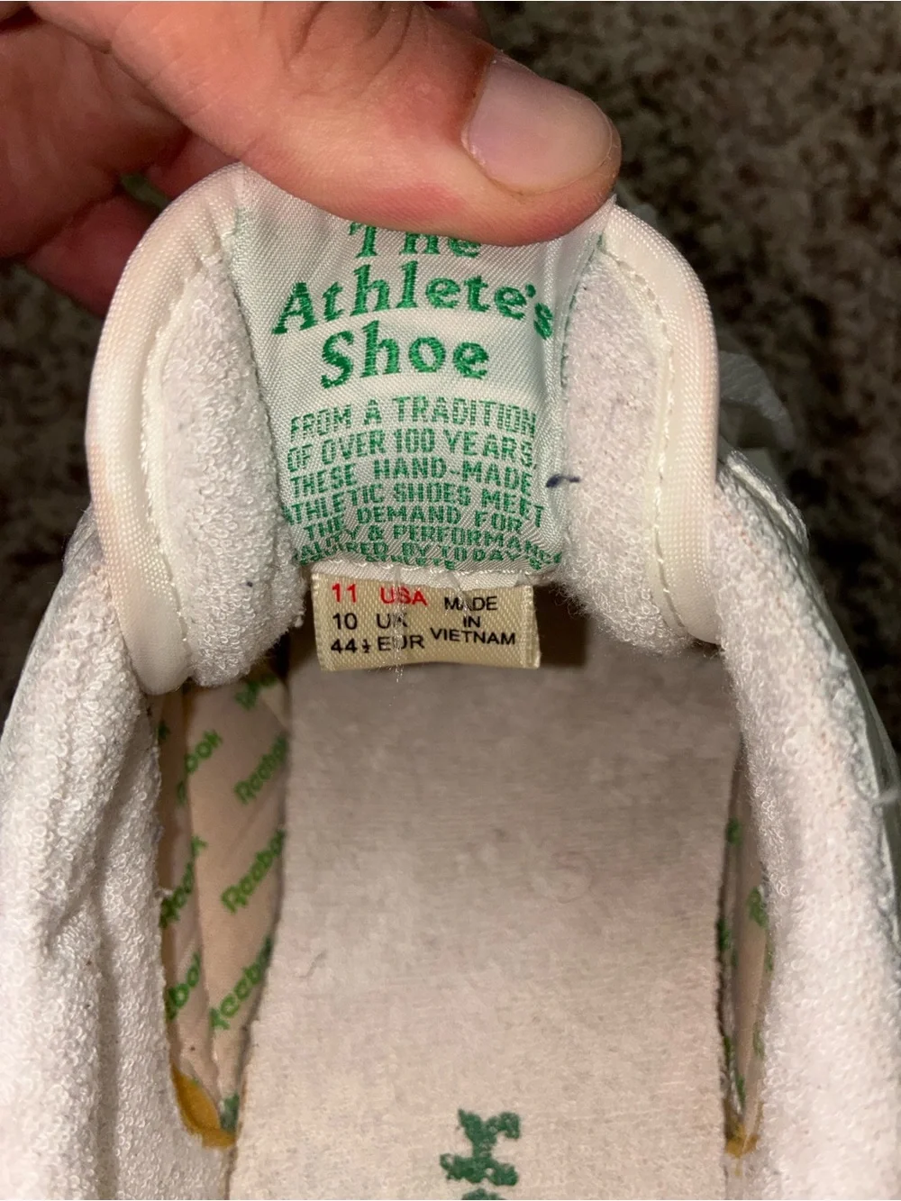 Reebok White Leather Sneakers with Green Branding